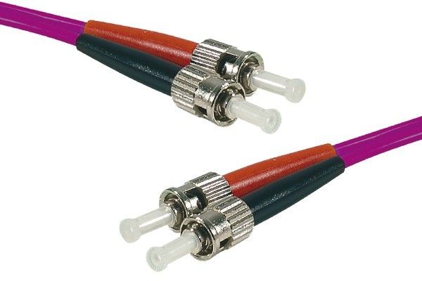 Exertis Connect Multi-Mode ST Cord - 2m, Optical Fiber, Duplex, OM4, 50/125 Microns, Violet
