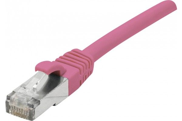 Dexlan - RJ-45 to RJ-45 Cable - 15m - SFTP - CAT 6a - Halogen-free, Molded, Hookless - Pink