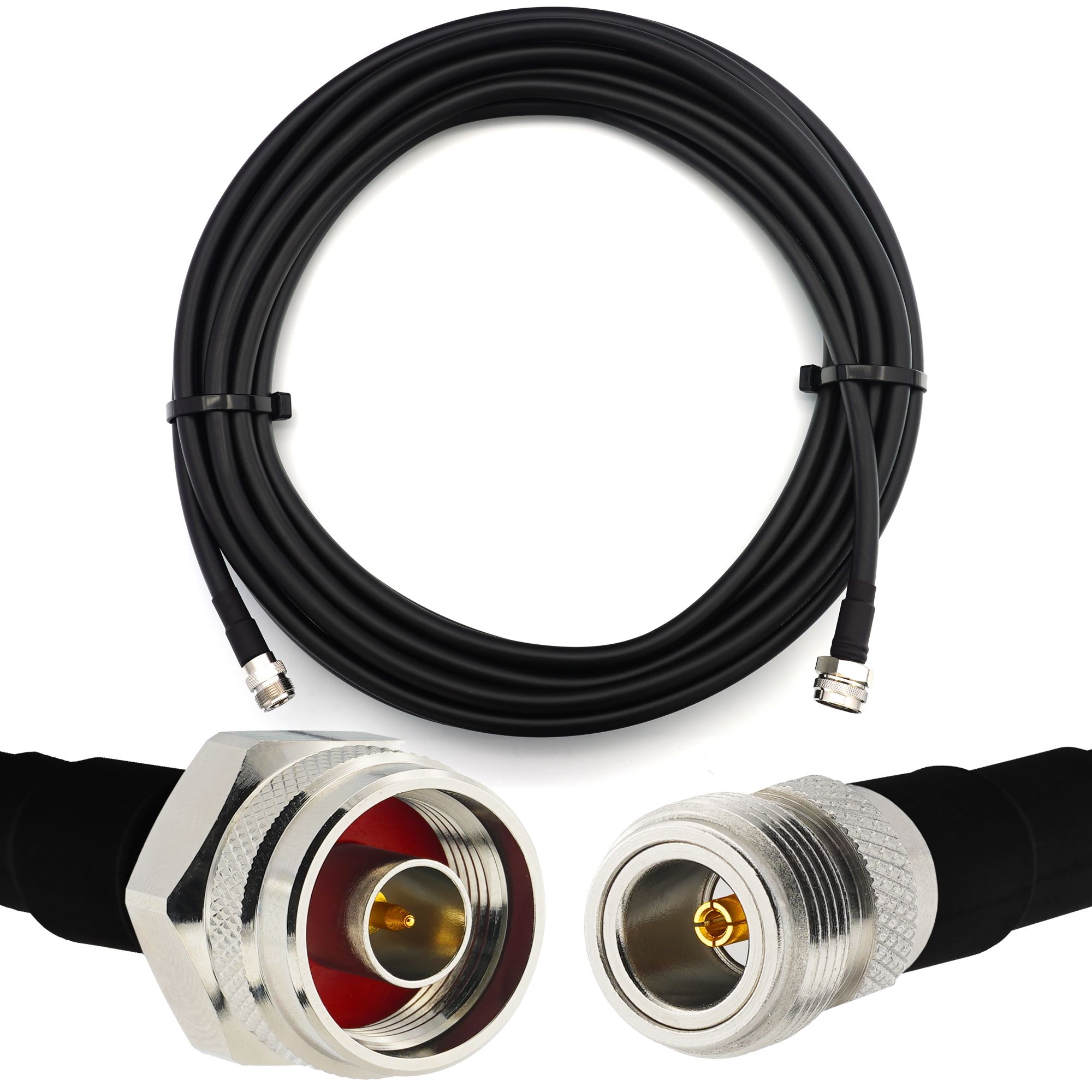 Câble coaxial étanche de 10 mètres N mâle (Hex) vers N femelle, HF400 flexible 50 ohms (équivalent LMR400 UF UltraFlex) pour routeur sans fil mobile WiFi LTE 4G/5G