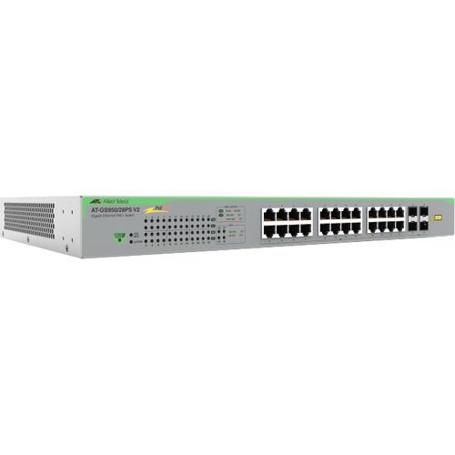 Allied Telesis AT GS950/28PS V2 - Smart Switch - 24 x 10/100/1000 (PoE+) + 4 x 1000Base-X - Desk, Rack Mountable, Wall Mountable - PoE+ (185W)