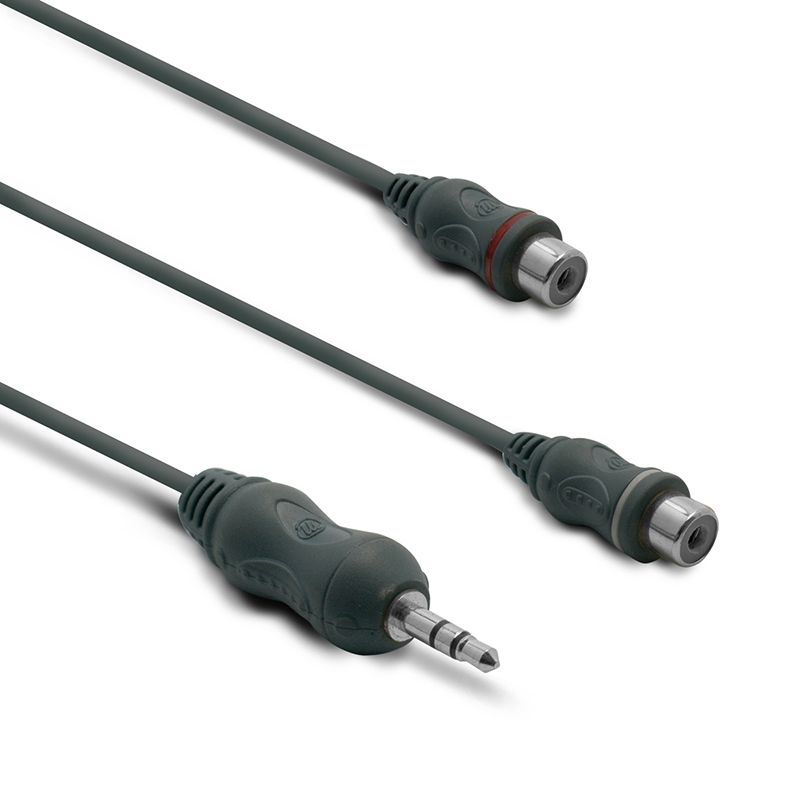 Adaptador de audio estereofónico Metronic de 3,5 mm hembra a 2 entradas RCA hembra, 0,1 m