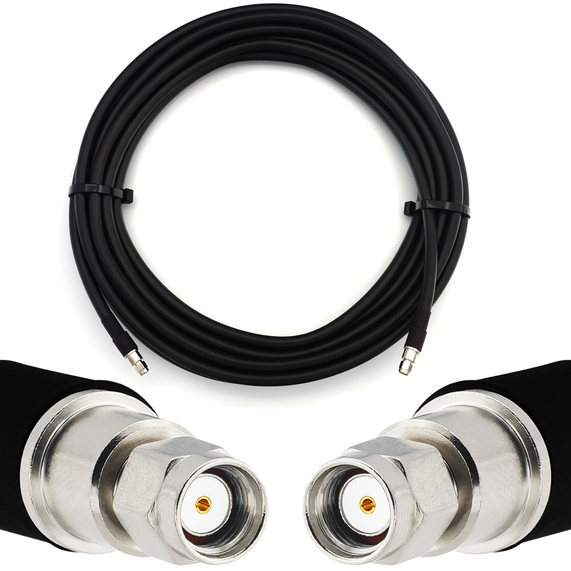 5m RP-SMA Male to Male Coaxial Cable - HF400 Flexible 50 Ohm Extension (Equivalent LMR400 UF UltraFlex) for WiFi/Router/Antenna/RF/Radio