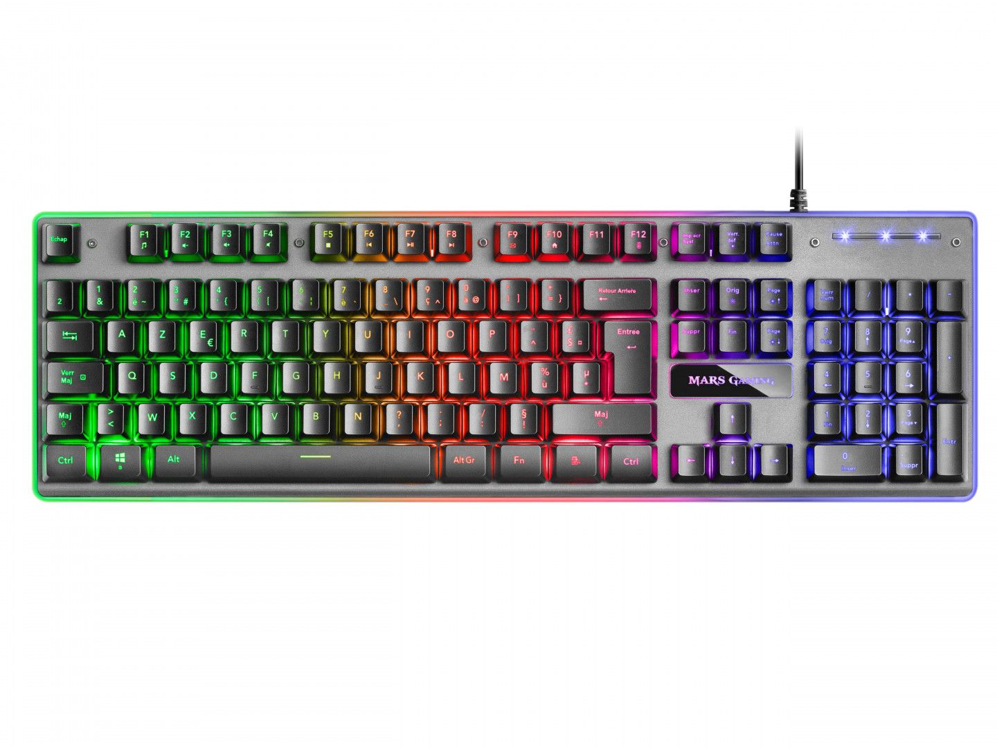Mars Gaming MK220FR USB Keyboard, French Black and Grey