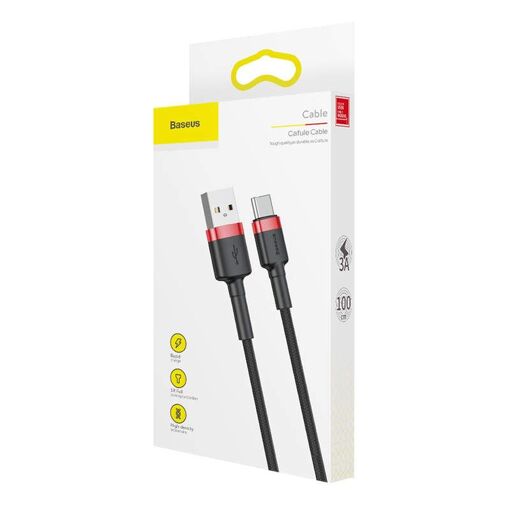 Câble Baseus Type-C 3A 1m Rouge + Noir