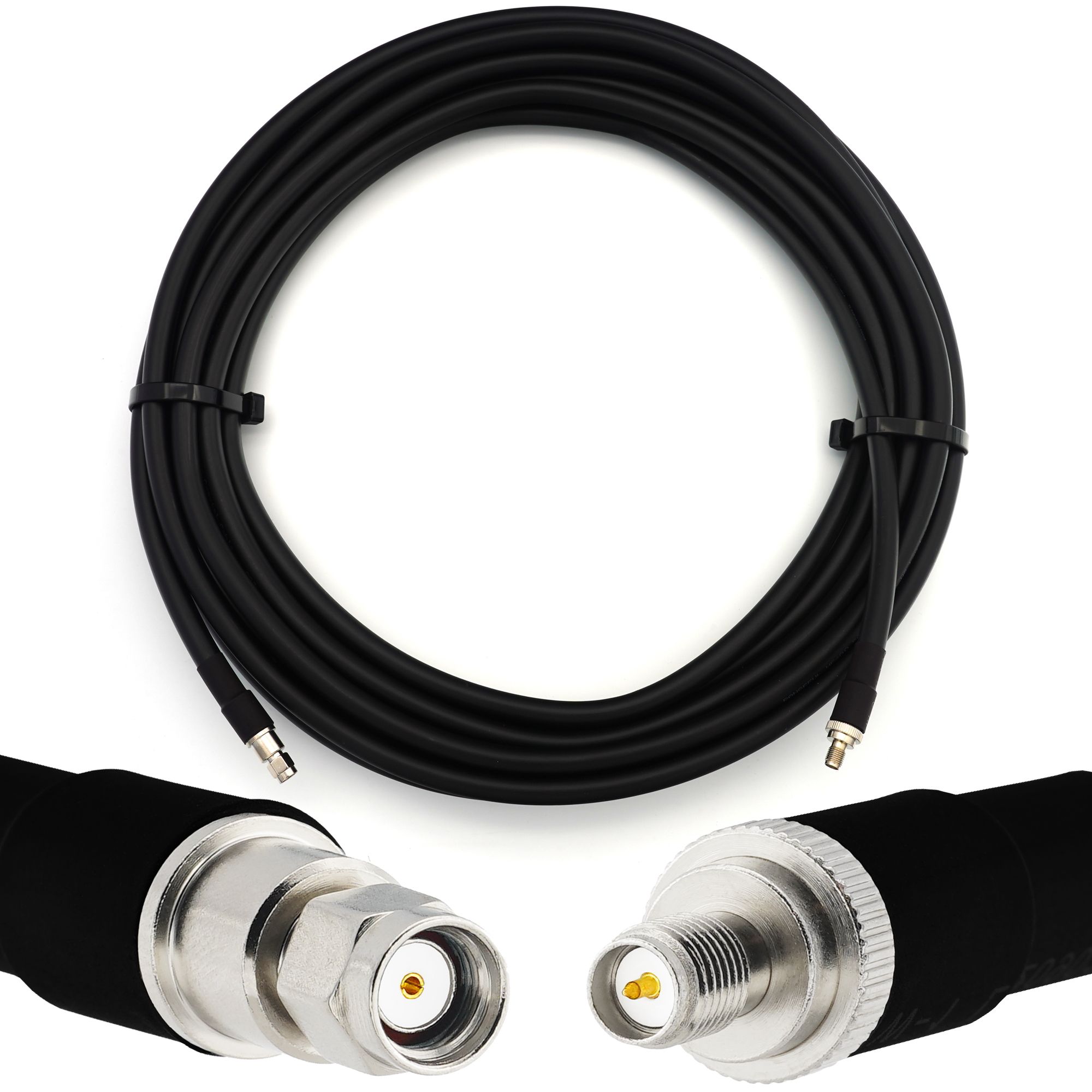 Câble coaxial flexible RP-SMA mâle vers femelle de 30 mètres - HF400 50 Ohms pour extension (équivalent LMR400 UF UltraFlex) pour WiFi/Routeur/Antenne/RF/Radio
