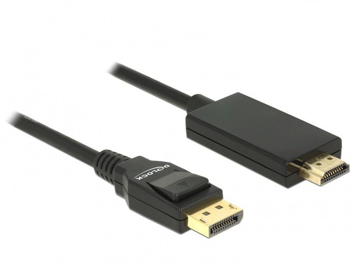 DeLock 85317 Video Cable and Adapter, 2m DisplayPort to HDMI, Black