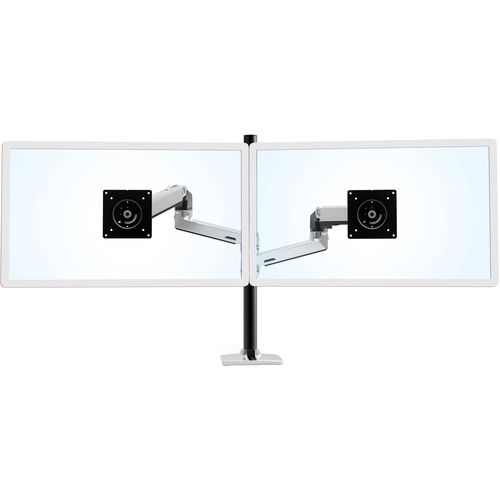 Ergotron LX Dual Stacking Arm, Tall Pole, Black Accents, Polished