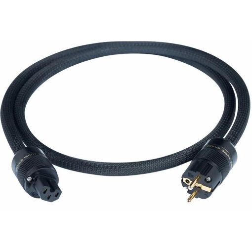 NorStone Power Cable - Black Nylon Braid - 1x Schuko Plug / 1x 3-Pin IEC C15 Connector