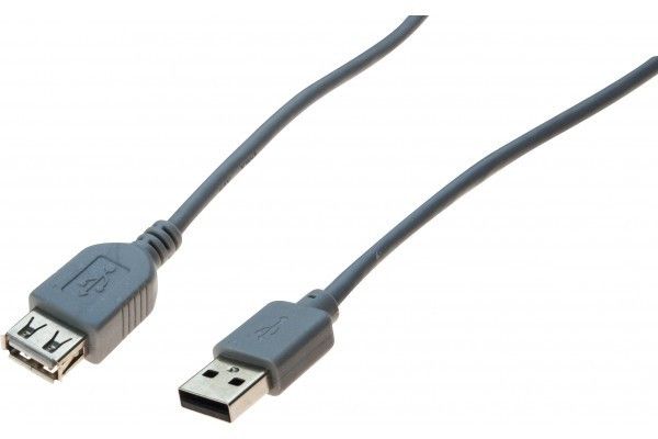 DACOMEX USB 2.0 Type-A to Type-A Extension Cable, Gray - 2m