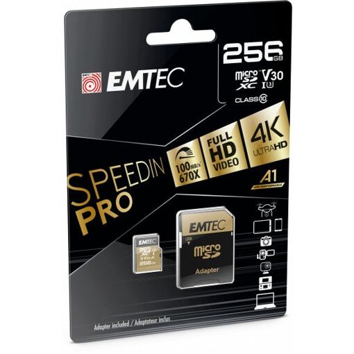 EMTEC SpeedIN Pro 256GB Micro SD UHS-I Memory Card