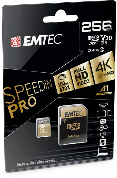 EMTEC SpeedIN Pro 256GB Micro SD UHS-I Memory Card