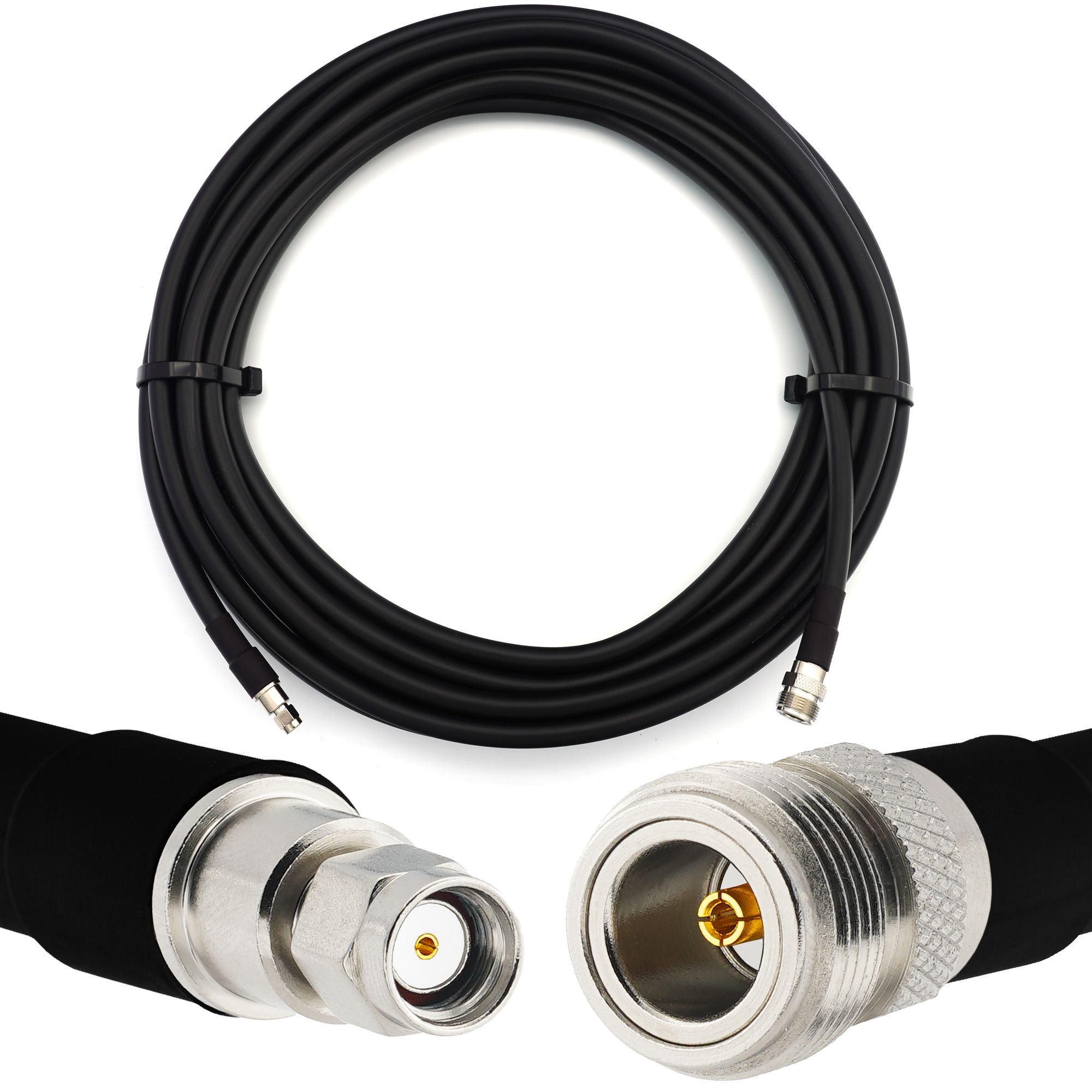 RANGEFUL 15m RP-SMA Male to N Female Coaxial Cable - HF400 Flexible 50 Ohm Extension (Equivalent LMR400 UF UltraFlex) for WiFi/Router/Antenna/RF/Radio