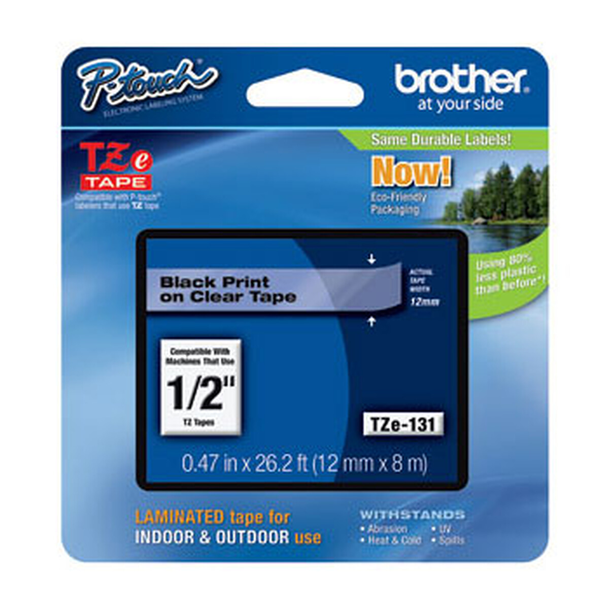 Brother TZe-131 Tape, 12mm Black/Transparent, 8m