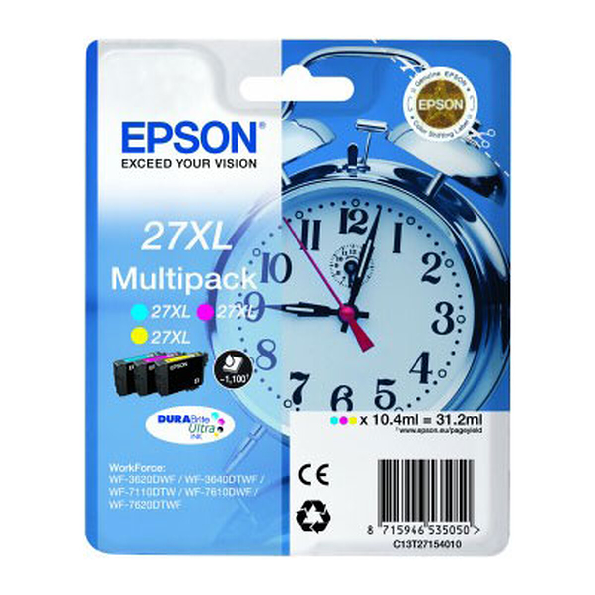 Epson 27XL Multi-Pack Ink Cartridges (Cyan, Magenta, Yellow)