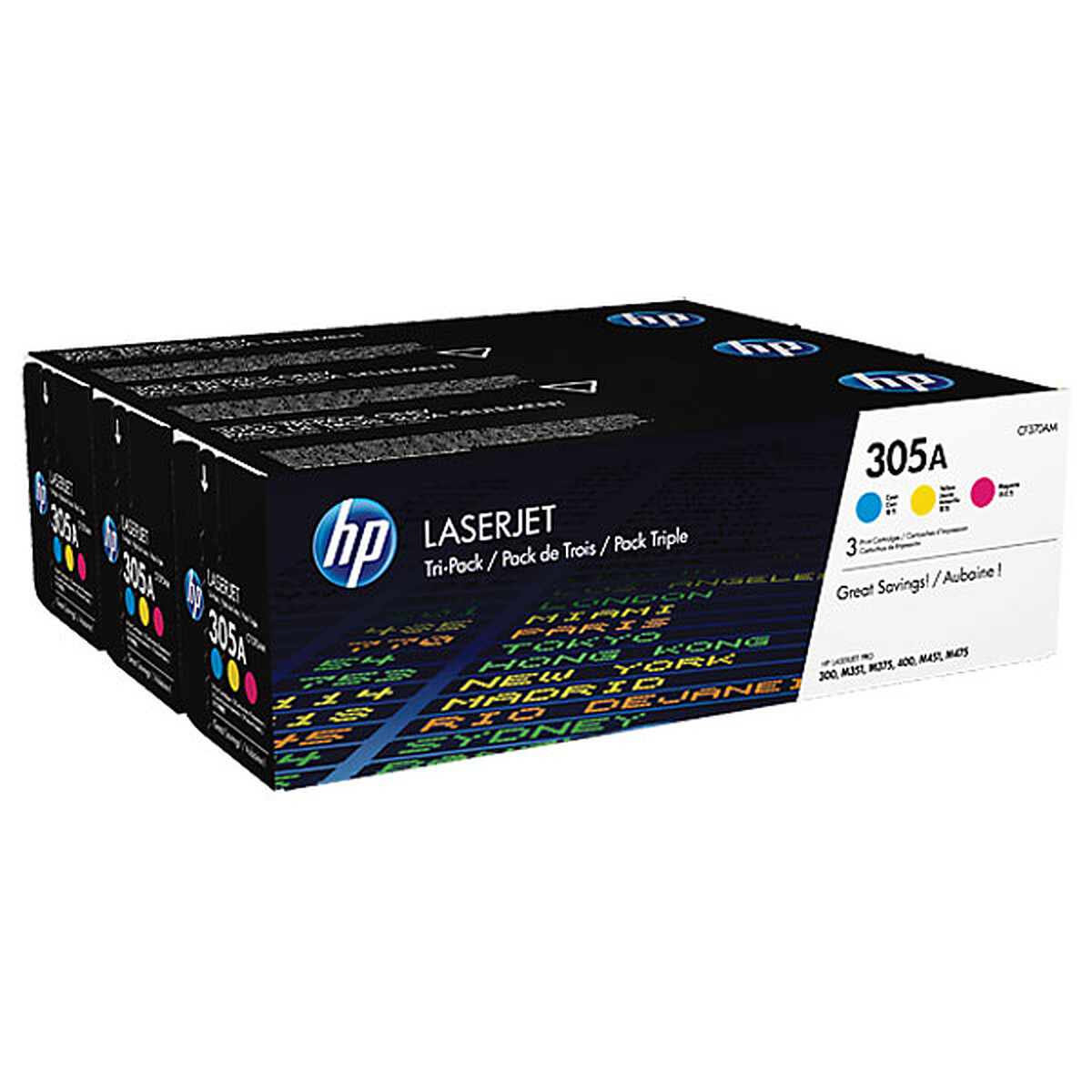 HP 305A Cyan, Magenta, Yellow Toner Pack (CF370AM)