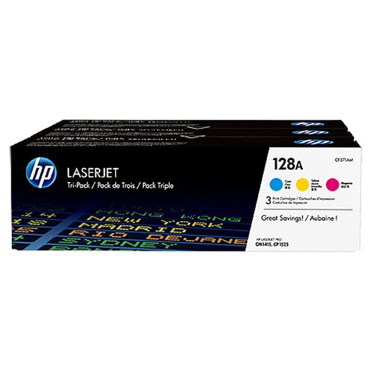 HP 128A Cyan, Magenta, Yellow 3-Pack (CF371AM)