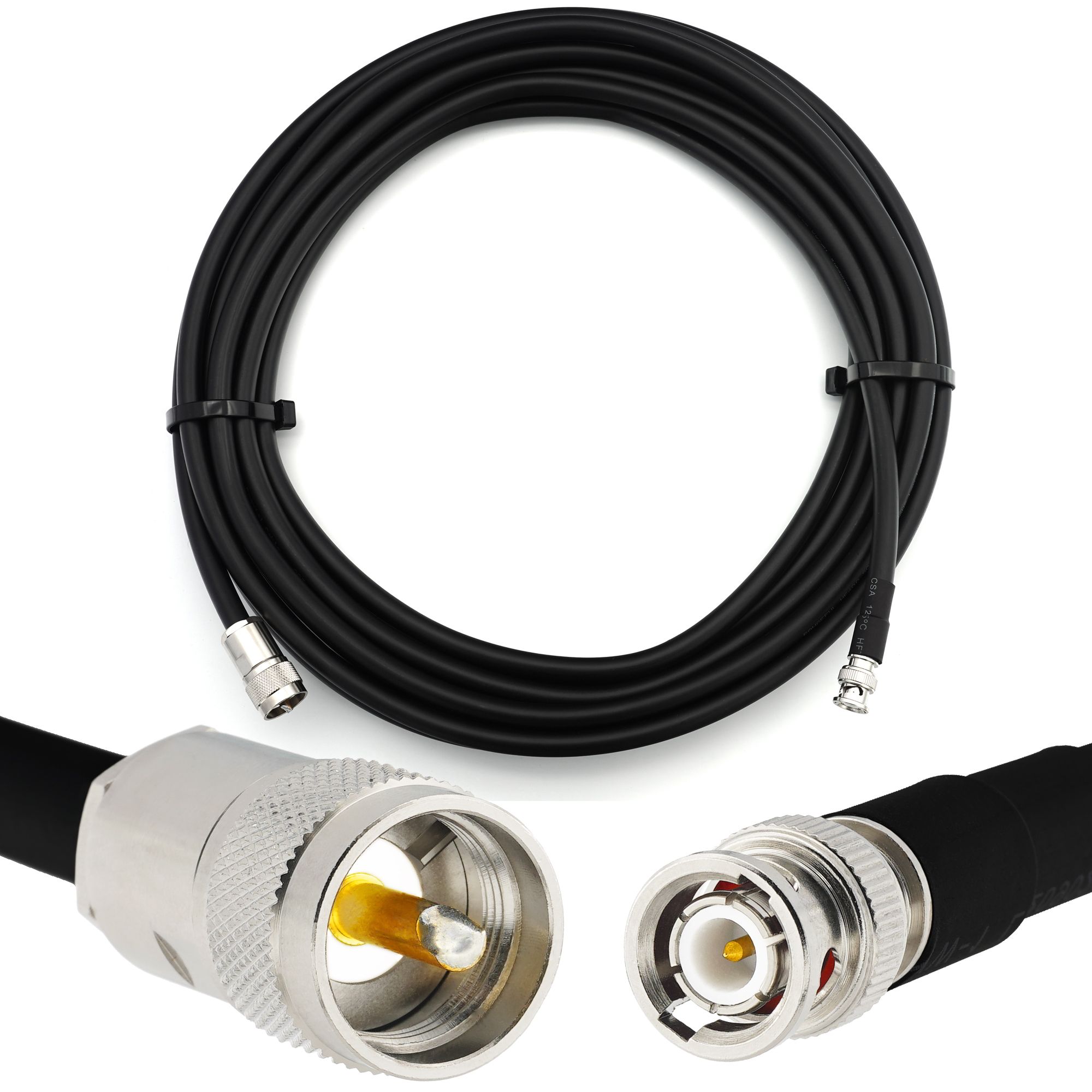 Câble coaxial étanche de 10 mètres PL259 vers BNC mâle UHF à faible perte pour intérieur/extérieur HF400 UF Double blindage avec gaine en PVC noir non contaminante