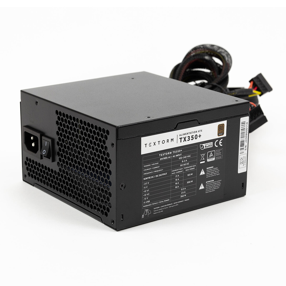 Fuente de alimentación Textorm TX350+ 350W ATX 12V con ventilador de 120 mm - Certificada 80PLUS Bronce
