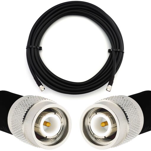 Câble coaxial flexible 1 mètre TNC mâle vers TNC mâle, faible perte, pour intérieur/extérieur HF400 UF Double blindage avec gaine en PVC noir résistant aux UV