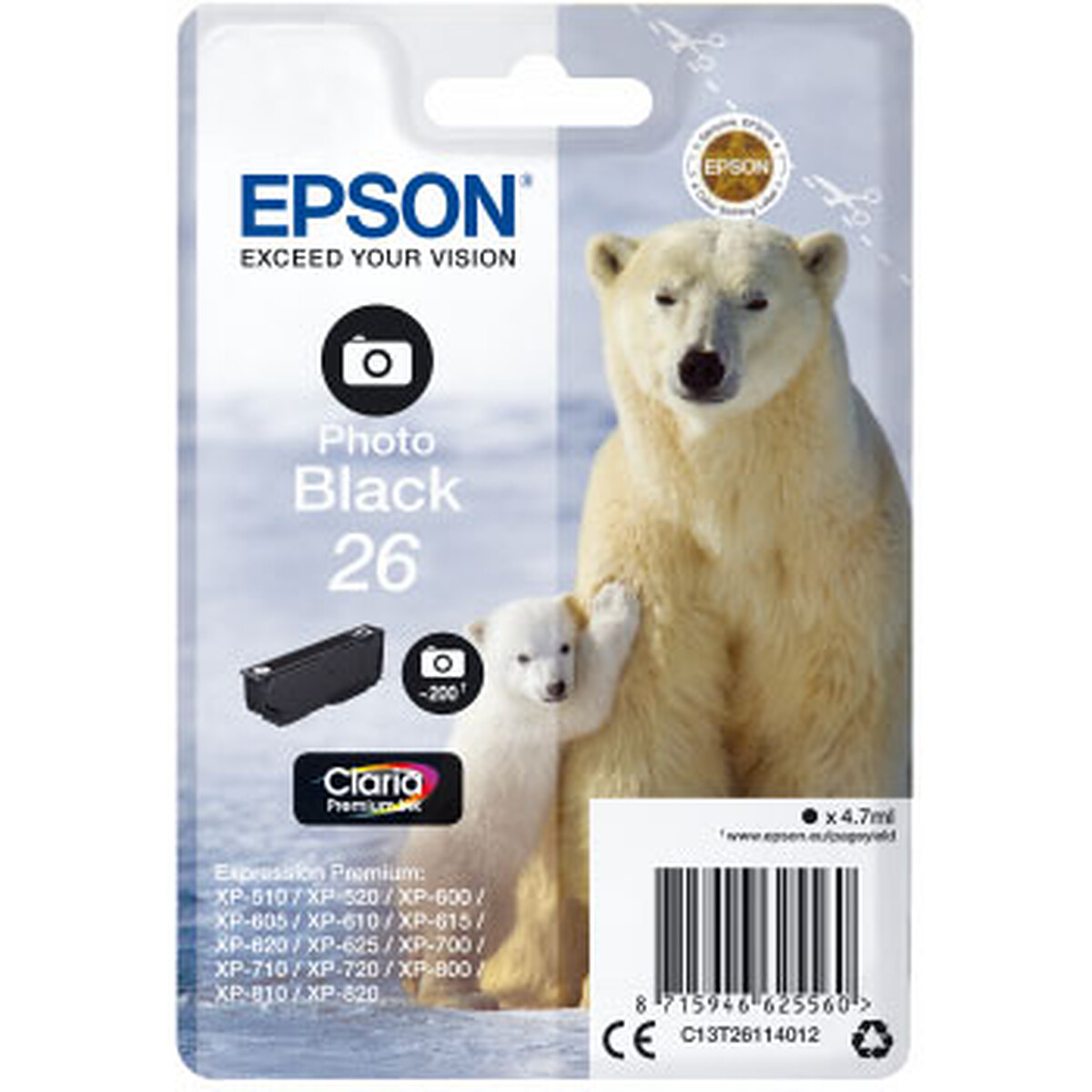 Epson Polar Bear 26 Black Photo Ink Cartridge
