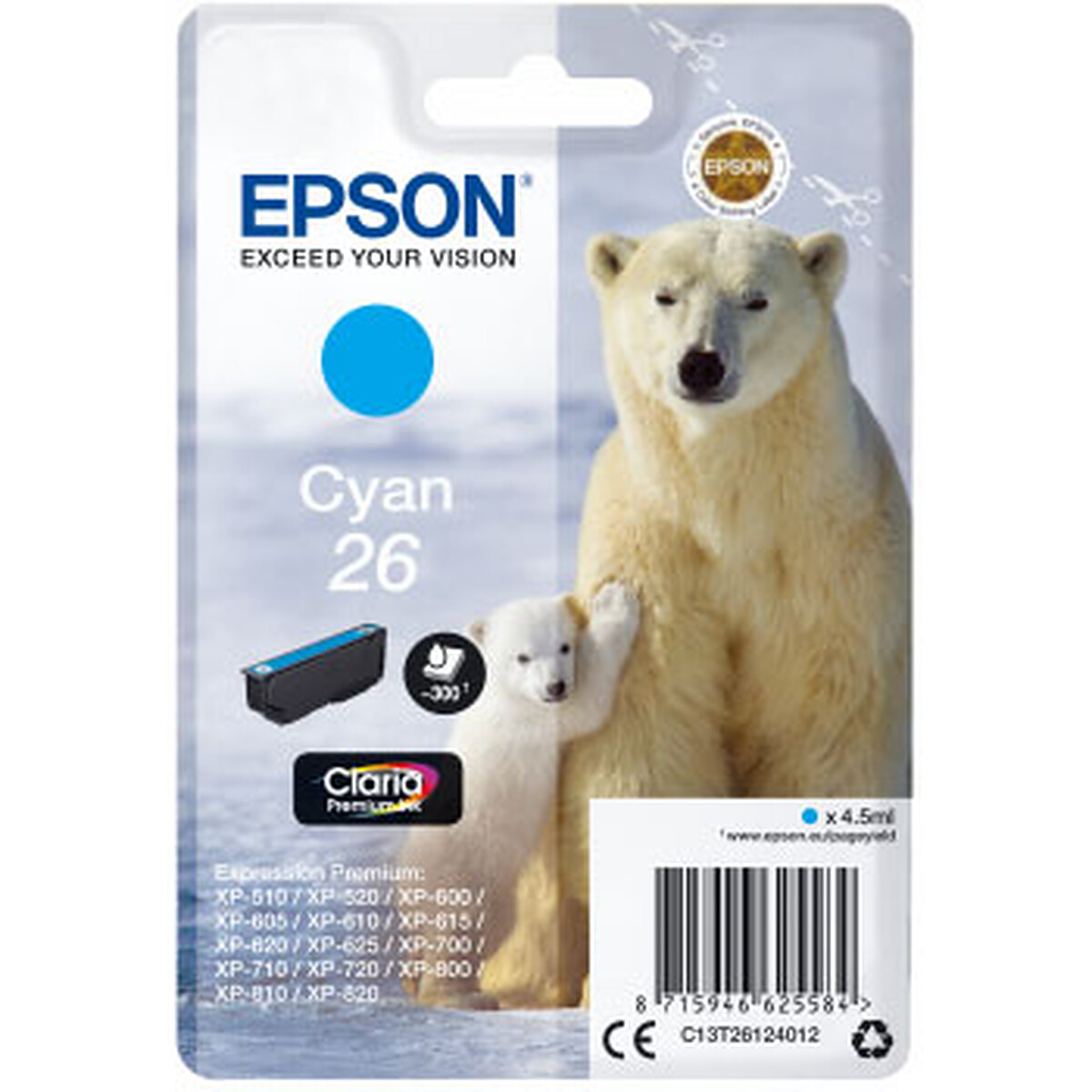 Epson Polar Bear 26 Cyan Ink Cartridge