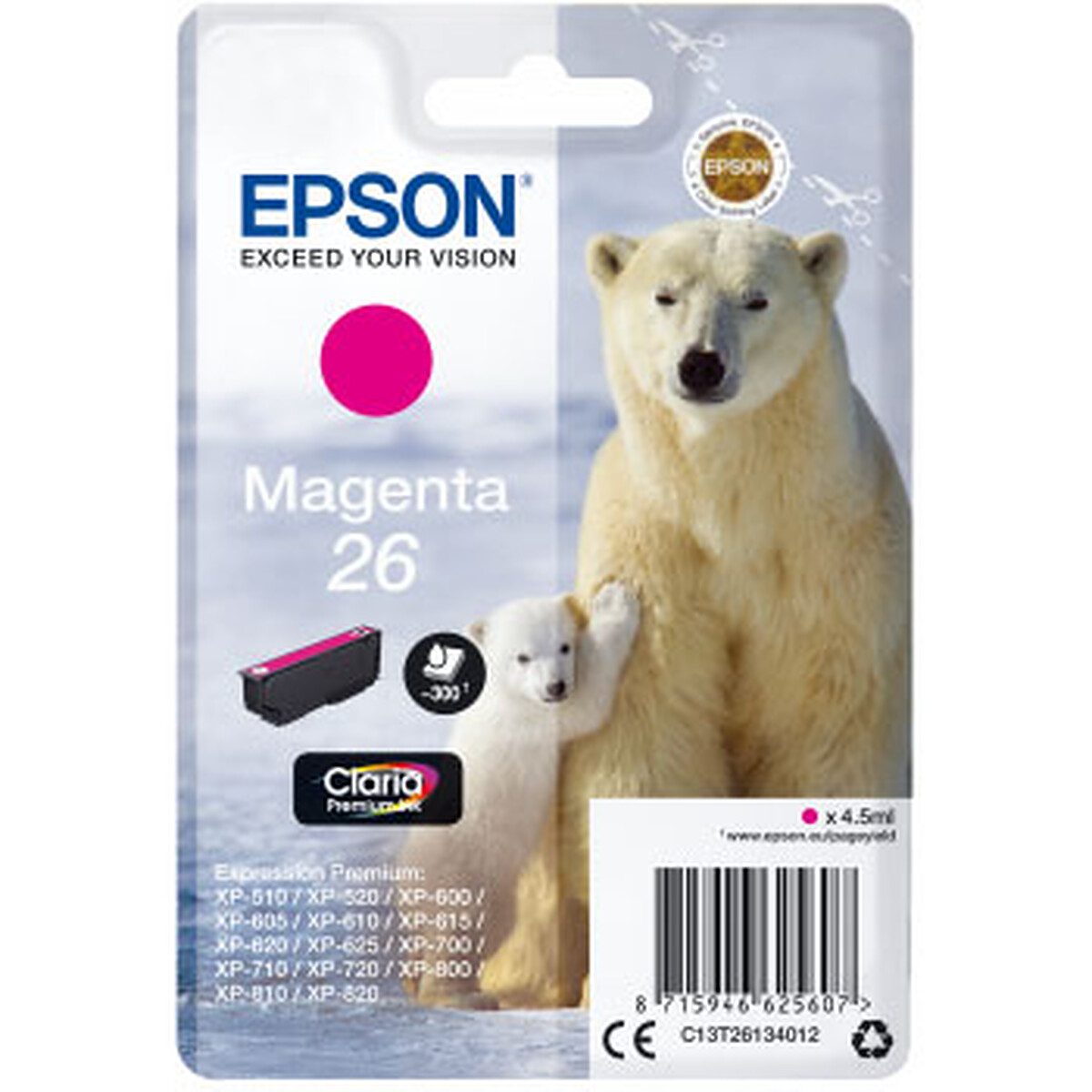 Epson Polar Bear 26 Magenta Ink Cartridge (4.5ml)