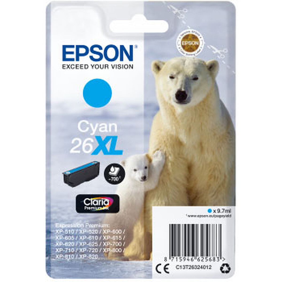 Epson Polar Bear 26 XL Cyan Ink Cartridge