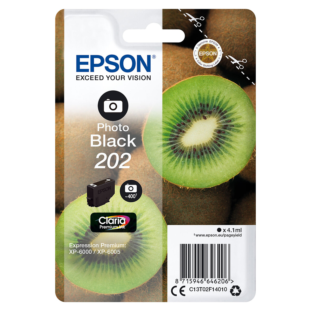 Cartouche d'encre photo Epson Noir Kiwi 202