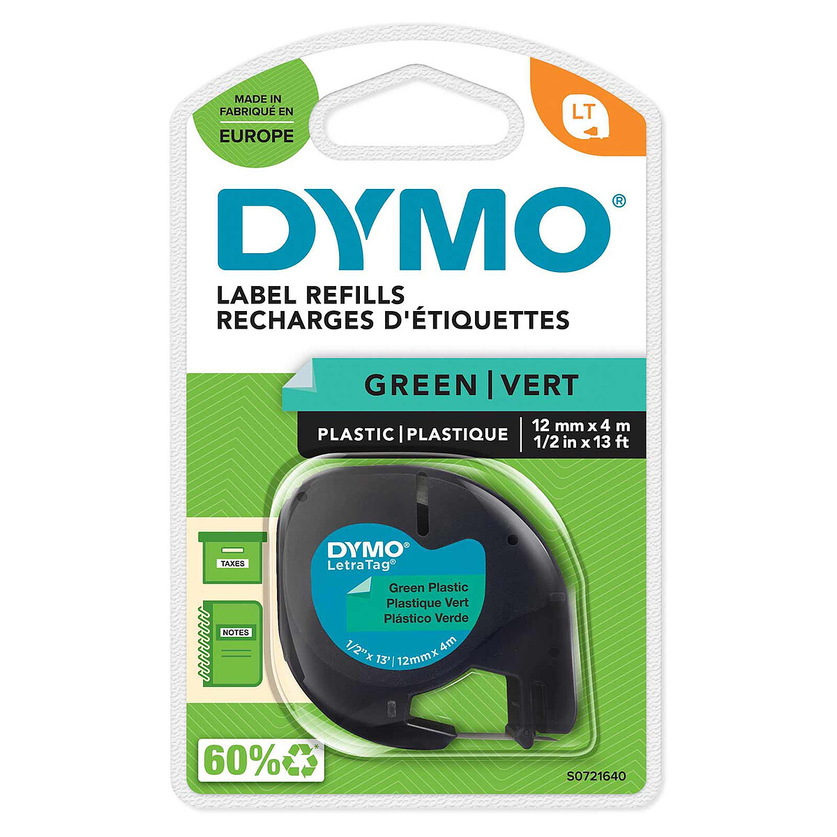 Dymo LetraTAG Label Tape Black on Green