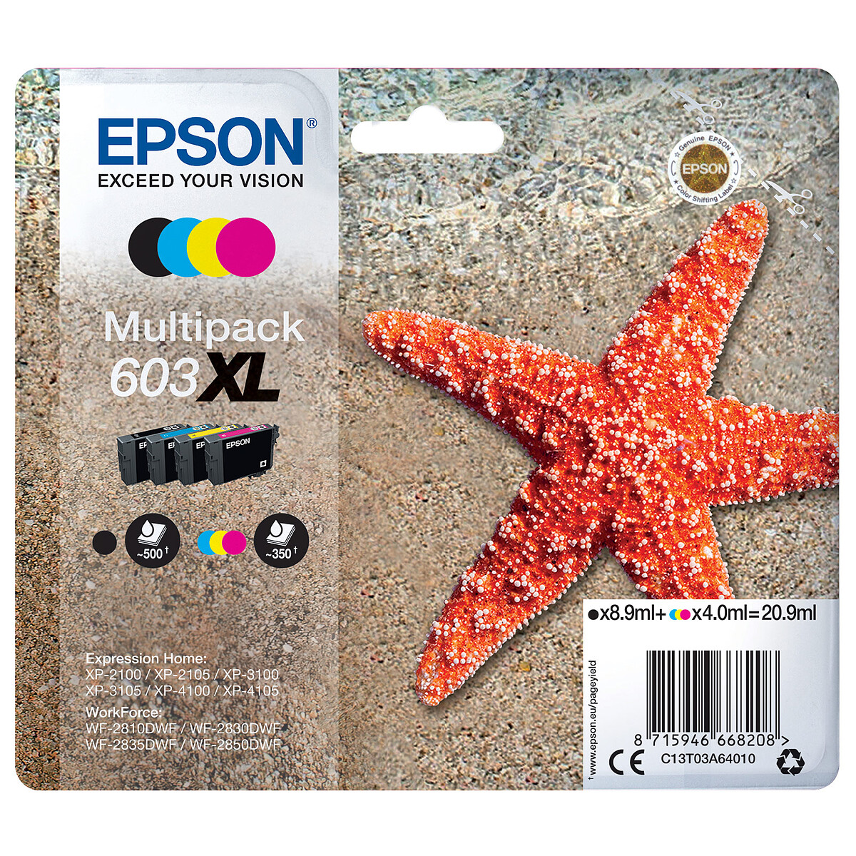 Epson 603XL 4-Color High Capacity Ink Cartridges