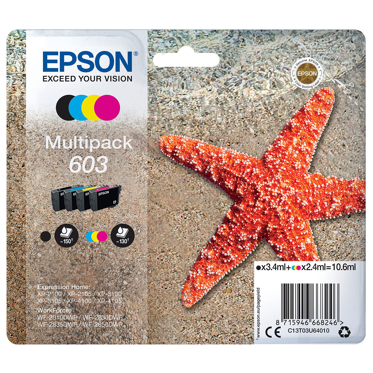 Epson 4-Color Ink Cartridge Set (Cyan, Magenta, Yellow, Black)