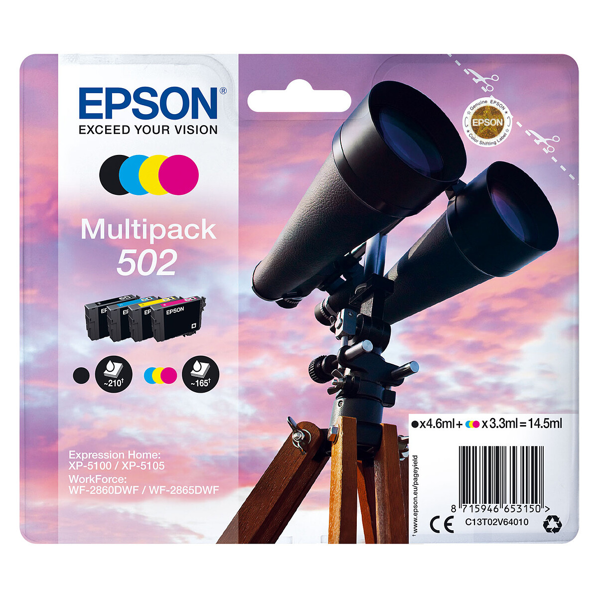 Epson 502 Color Ink Cartridges (4-Pack)