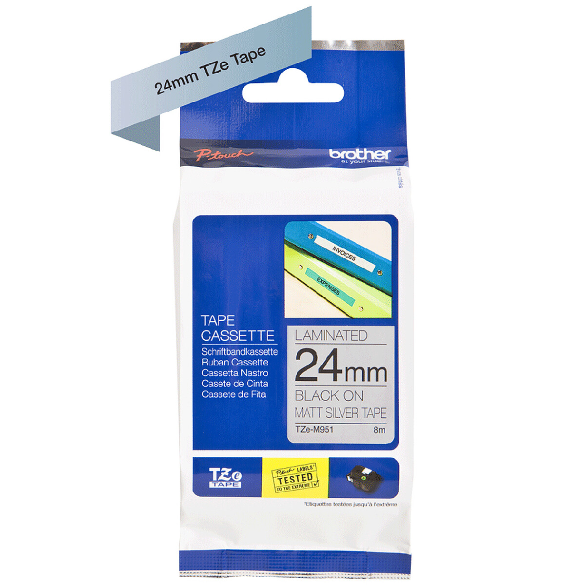 Brother TZe-M951 Label Tape - 24mm Black/Silver, 8m