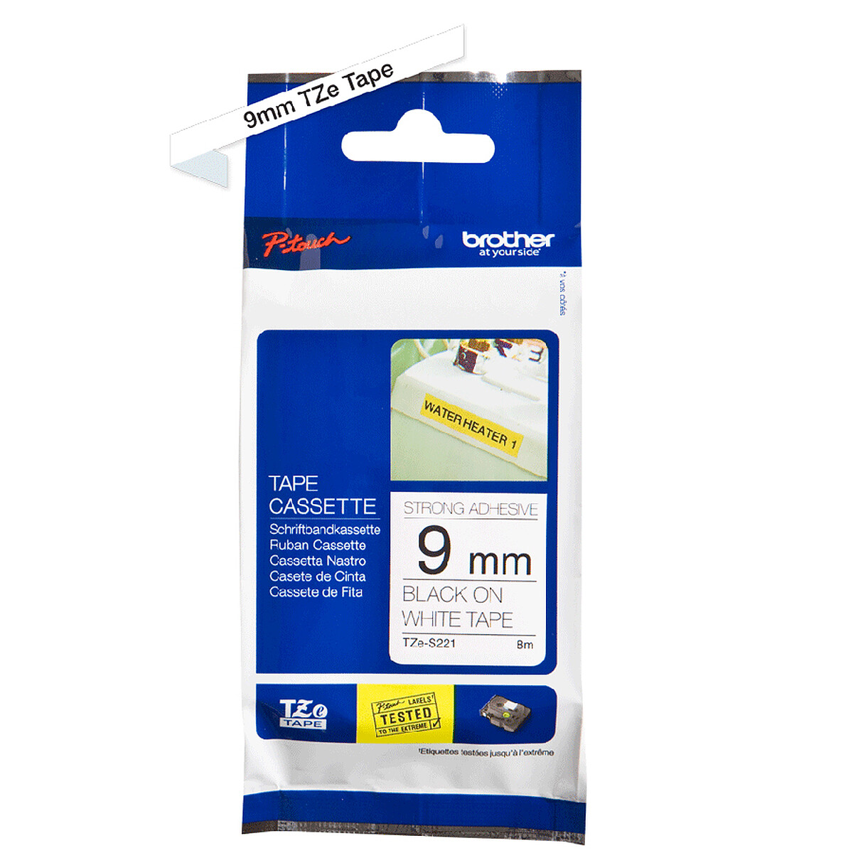 Brother TZe-S221 Black/White 9mm Tape - 8m