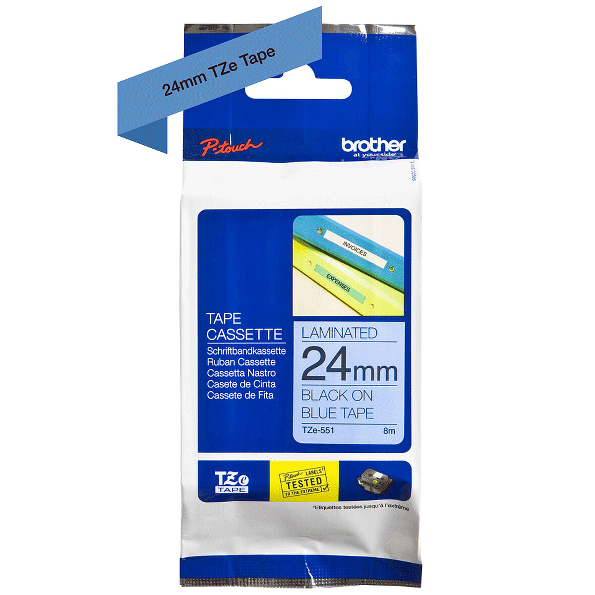 Brother TZe-S551 24mm Black/Blue Tape, 8m