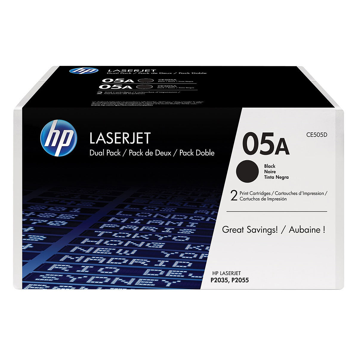 HP 05A High-Capacity Black Toner (CE505D) - 2 Pack