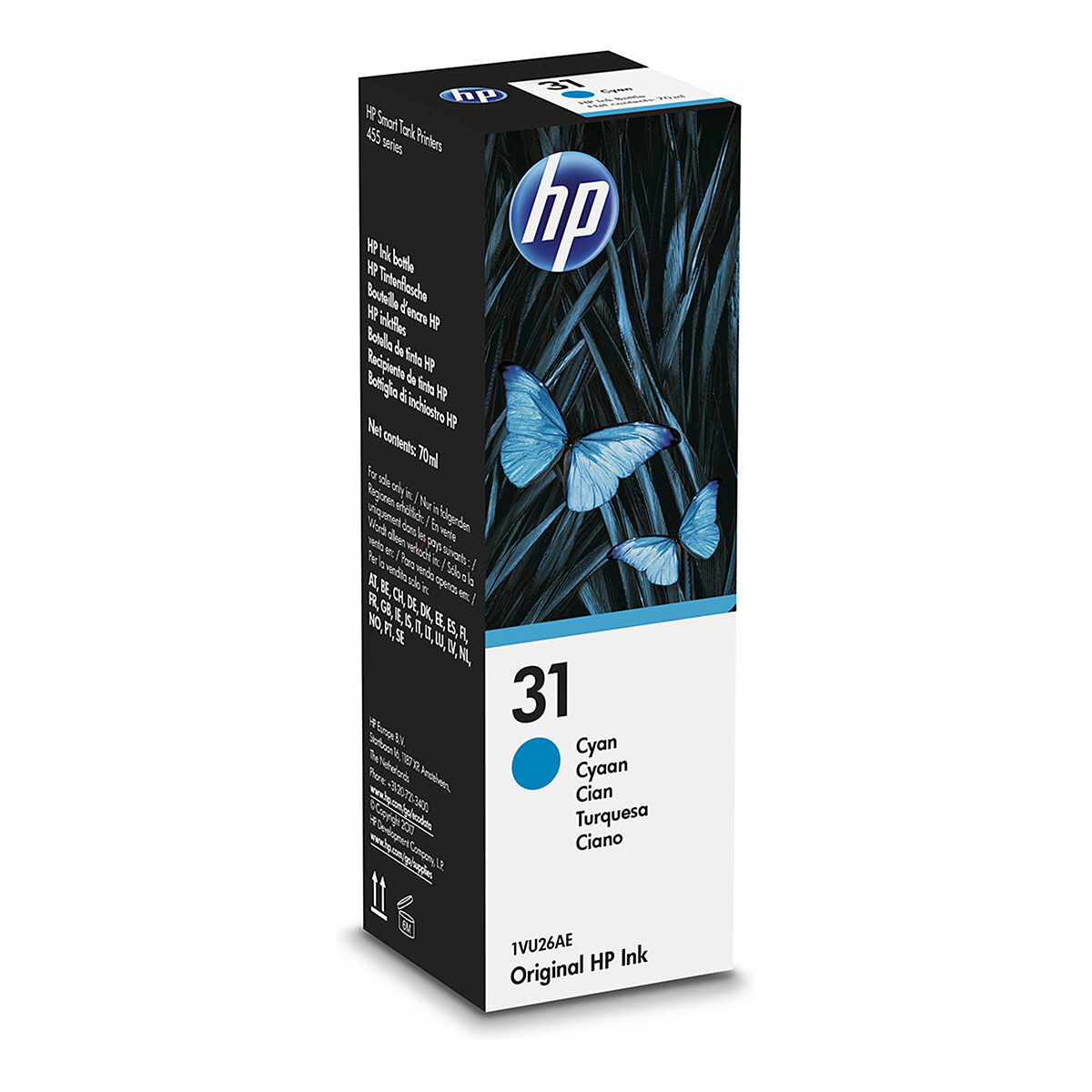 HP 31 Ink Bottle (Cyan, 70ml) - 1VU26AE