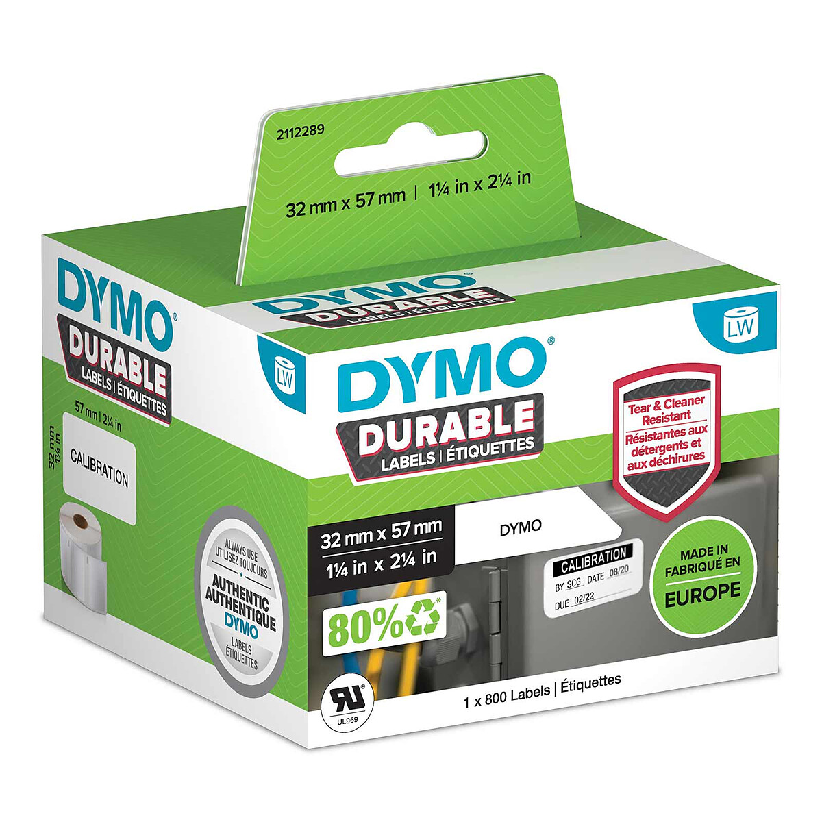 Rouleau d'étiquettes universelles blanches Dymo - 57 x 32 mm (paquet de 1 x 800)