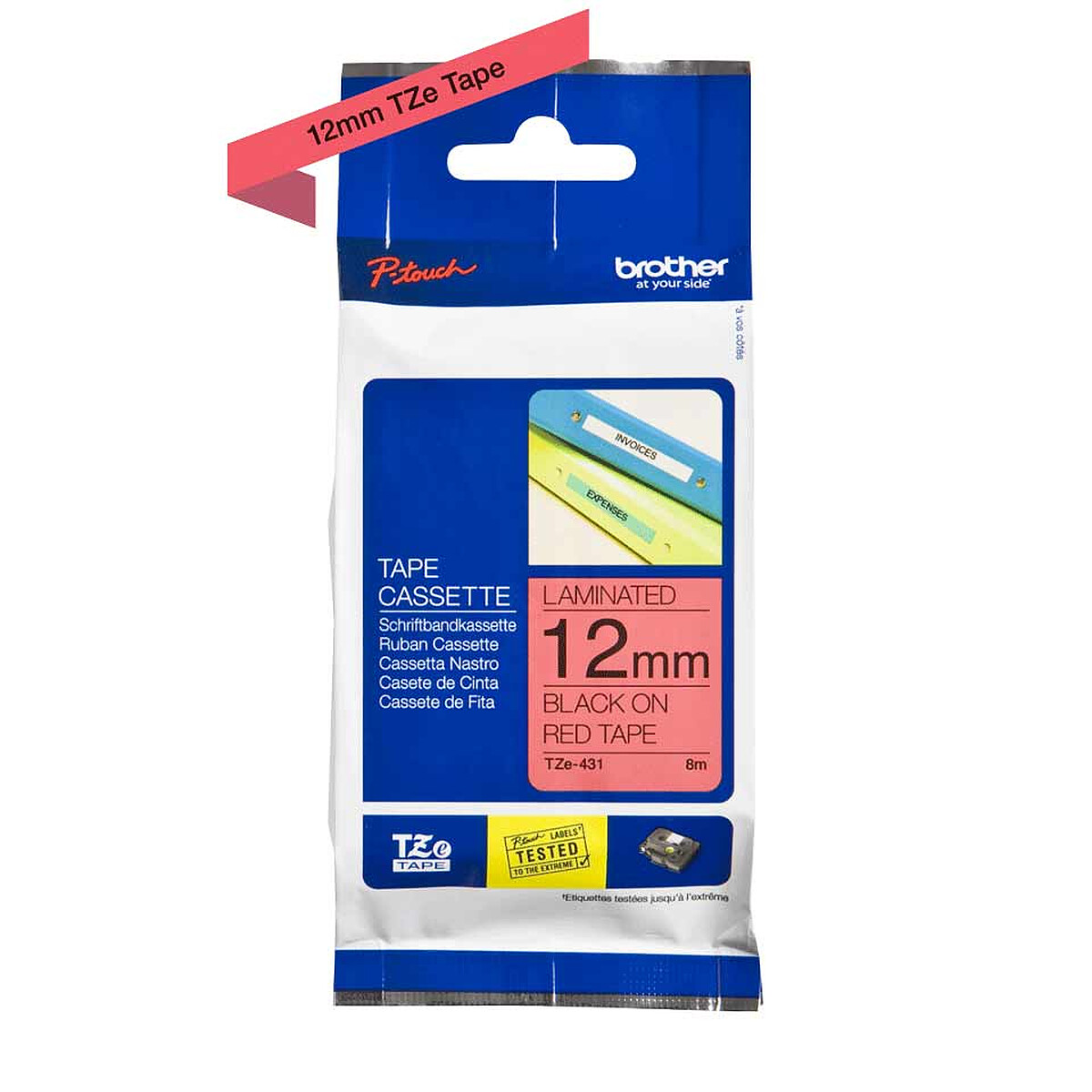 Ruban TZe-431 Brother 12 mm noir/rouge - 8 m