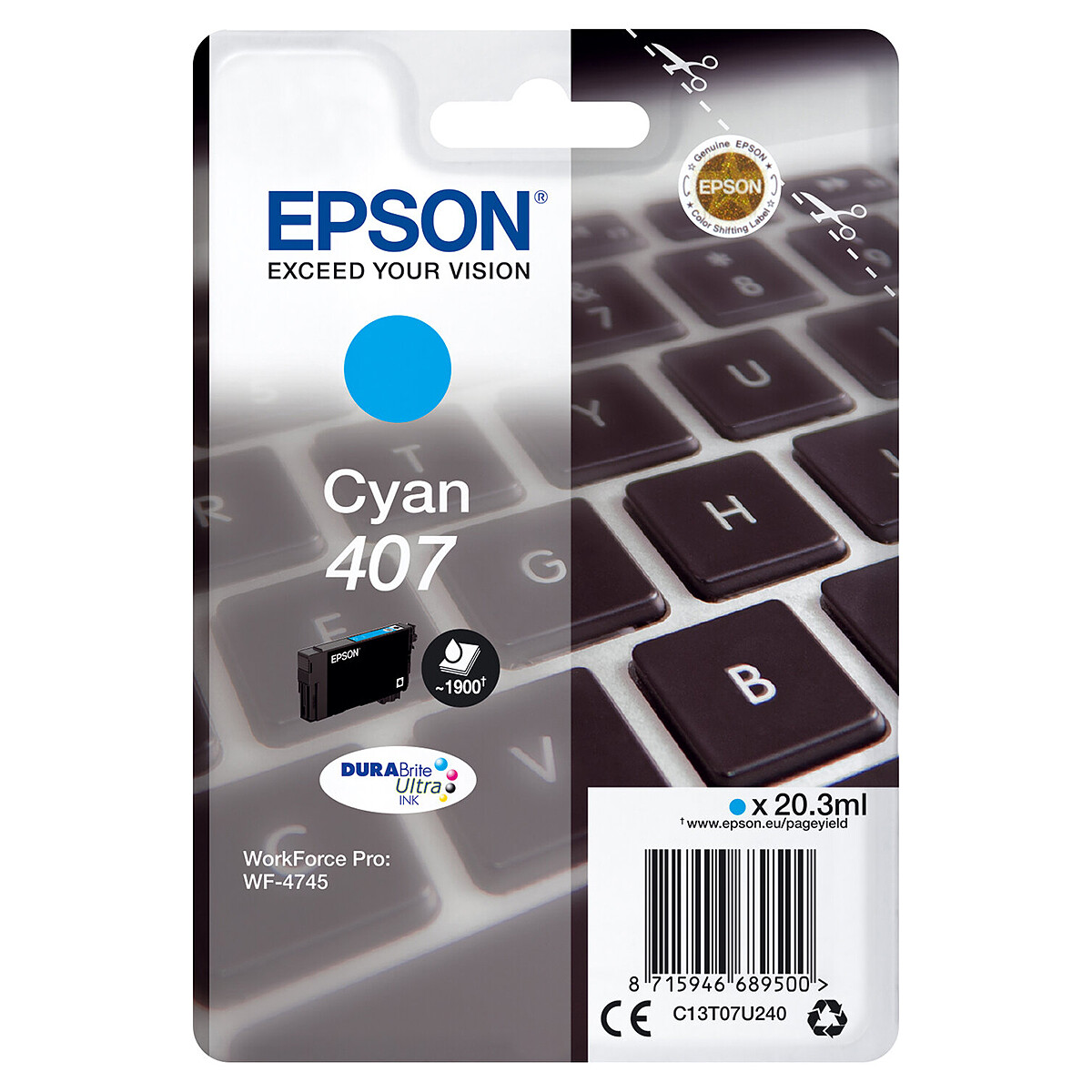Epson 407 Cyan High-Capacity Ink Cartridge