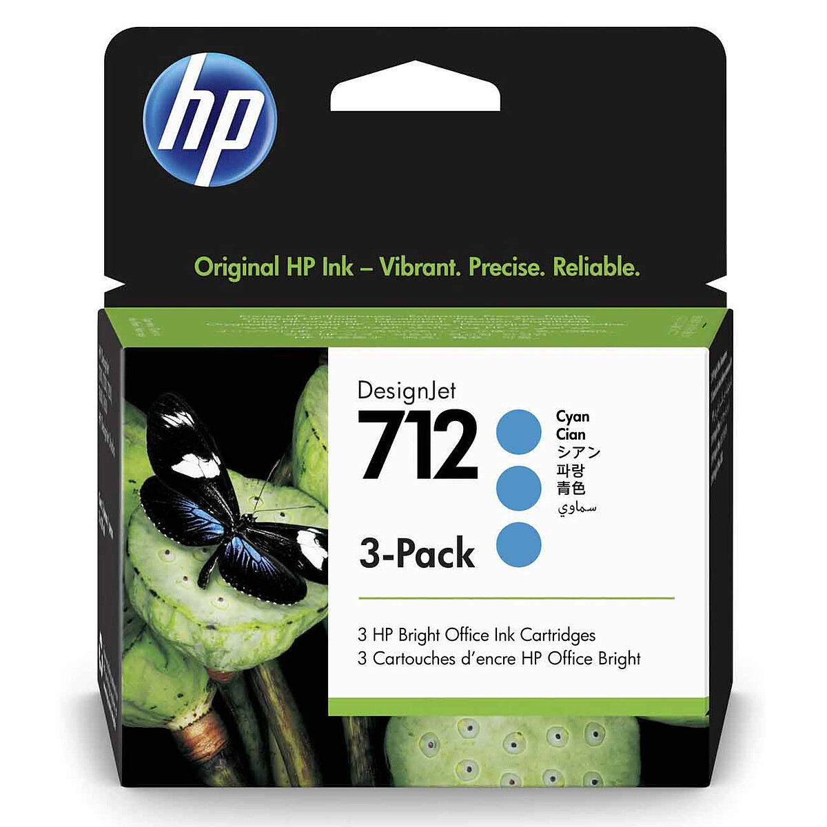 HP 712 Cyan Ink Cartridges (3-Pack) (3ED77A)