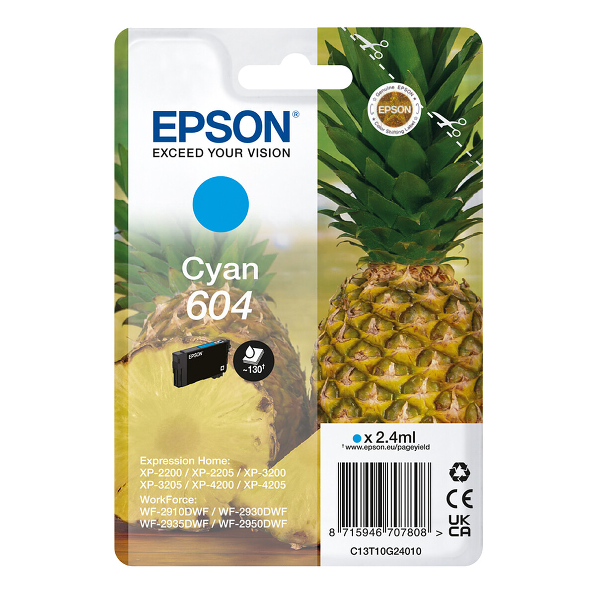 Epson Cyan Ink Cartridge 604 (2.4ml / 130 pages)
