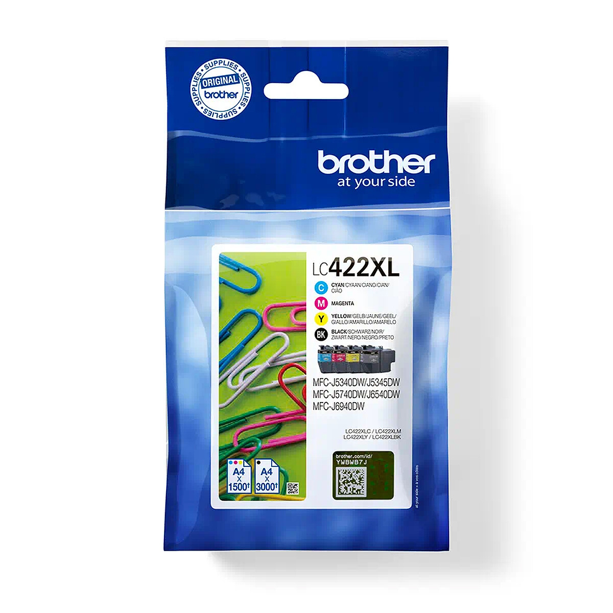 Brother LC422XLVAL Ink Cartridges (Black, Cyan, Magenta, Yellow)