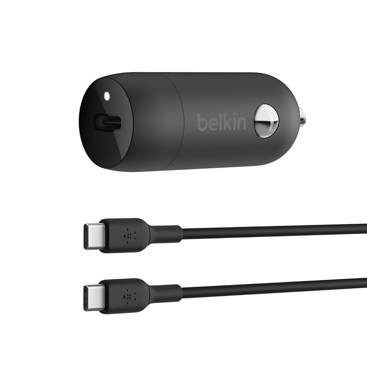 Chargeur automobile Belkin 1 port USB-C (30 W) avec adaptateur allume-cigare et câble USB-C vers USB-C de 1 m (Noir)