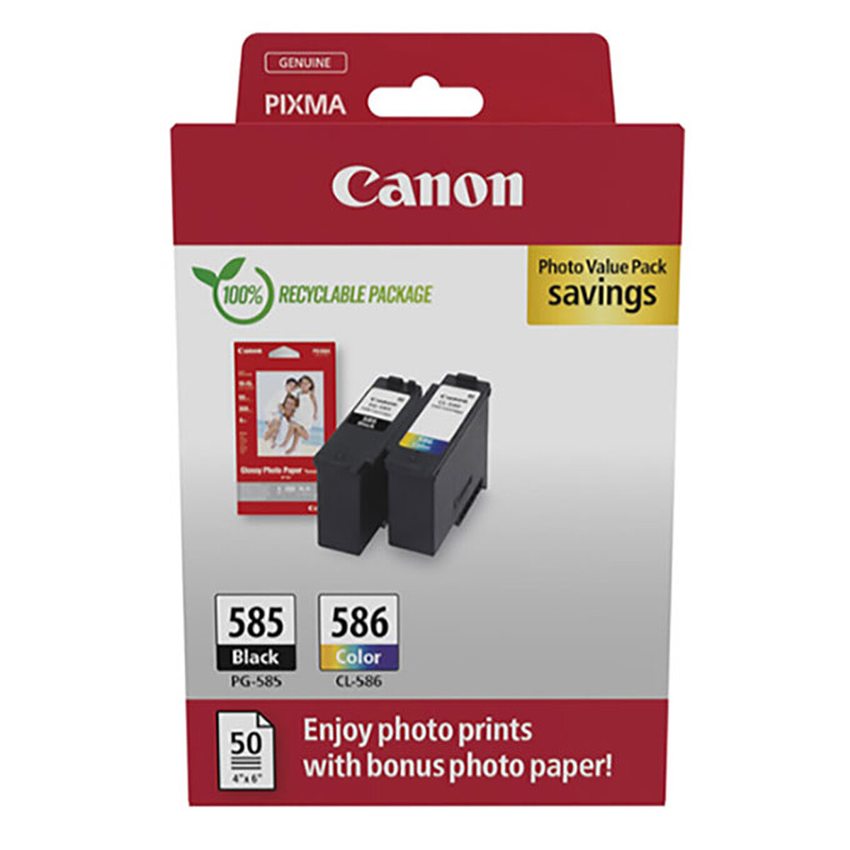 Canon Photo Value Pack (PG-585/CL-586 Black/Cyan/Magenta/Yellow)