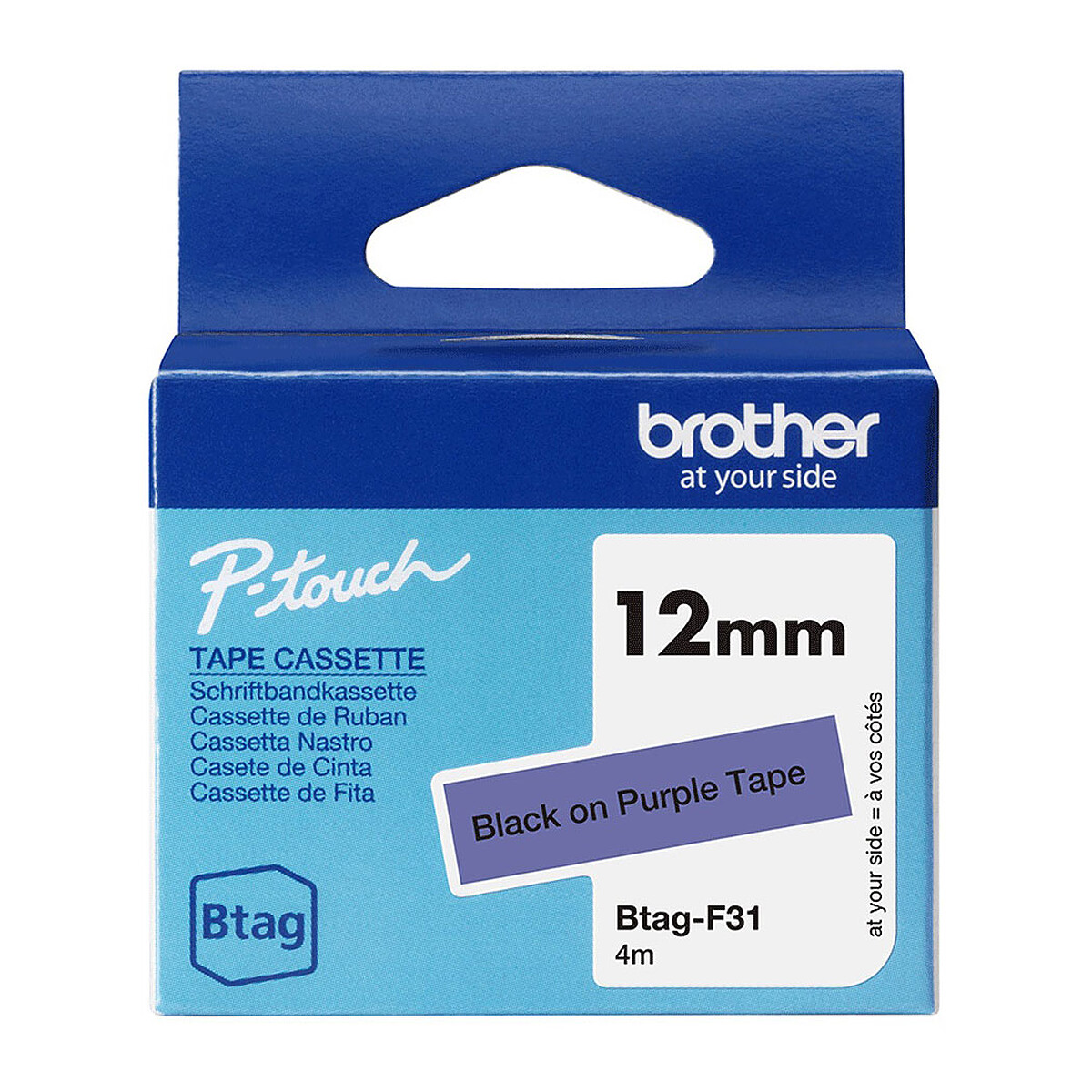 Ruban adhésif Brother BTAG-F31, noir et violet, 12 mm