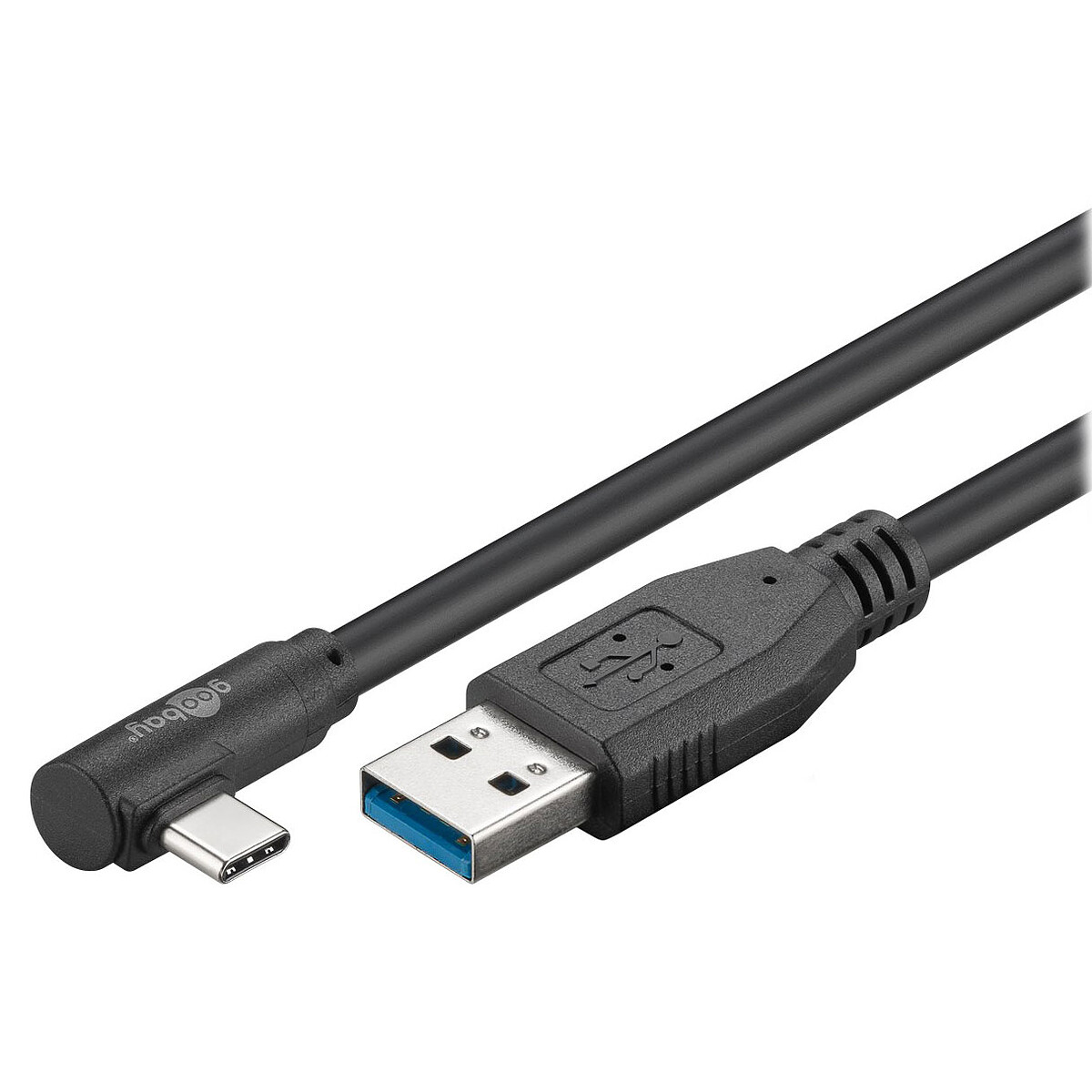 Goobay 90-Degree USB-C to USB-A Cable, 50cm (Black)