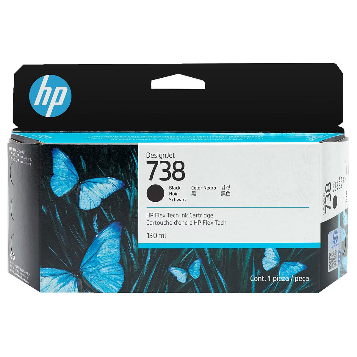 HP DesignJet 738 Black Ink Cartridge (498N4A)