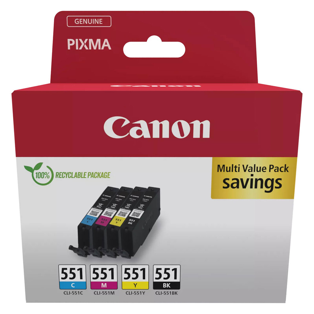 Ensemble Canon CLI-551 de 4 cartouches d'encre (noir et couleurs)