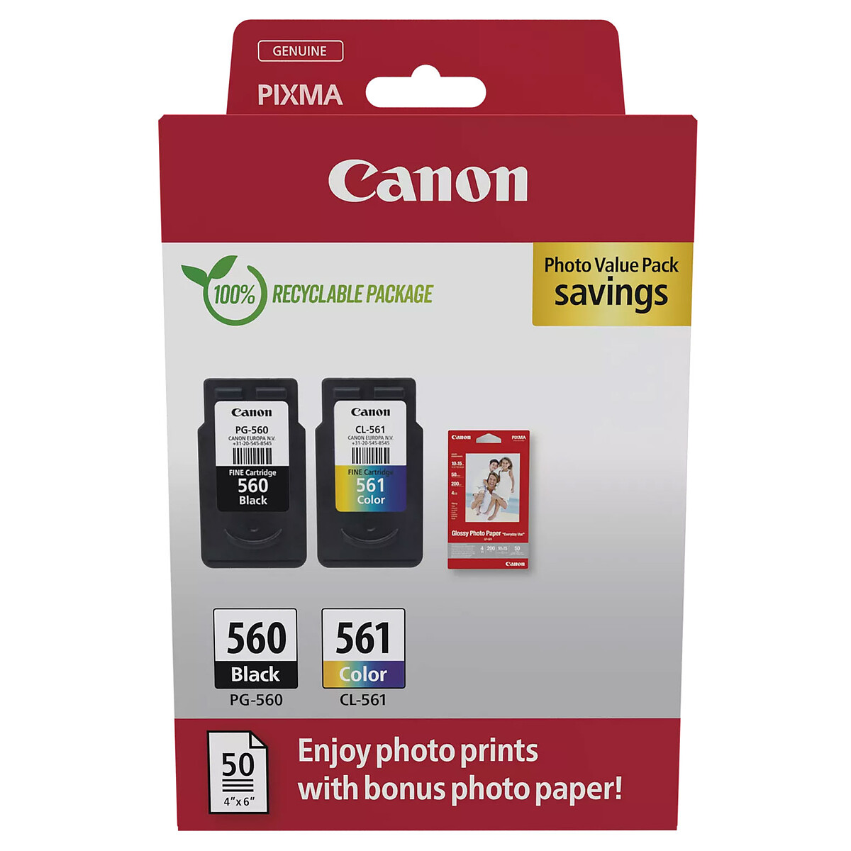 Multipack d'encre Canon PG-560 + CL-561 (Noir et Couleur)